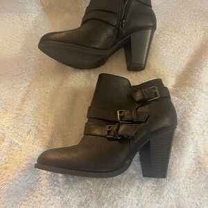 Black Ankle Boots with Buckle Detail